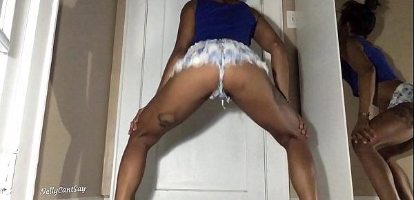  Ebony Jiggles Her Ass Above Your Face In Tiny Shorts